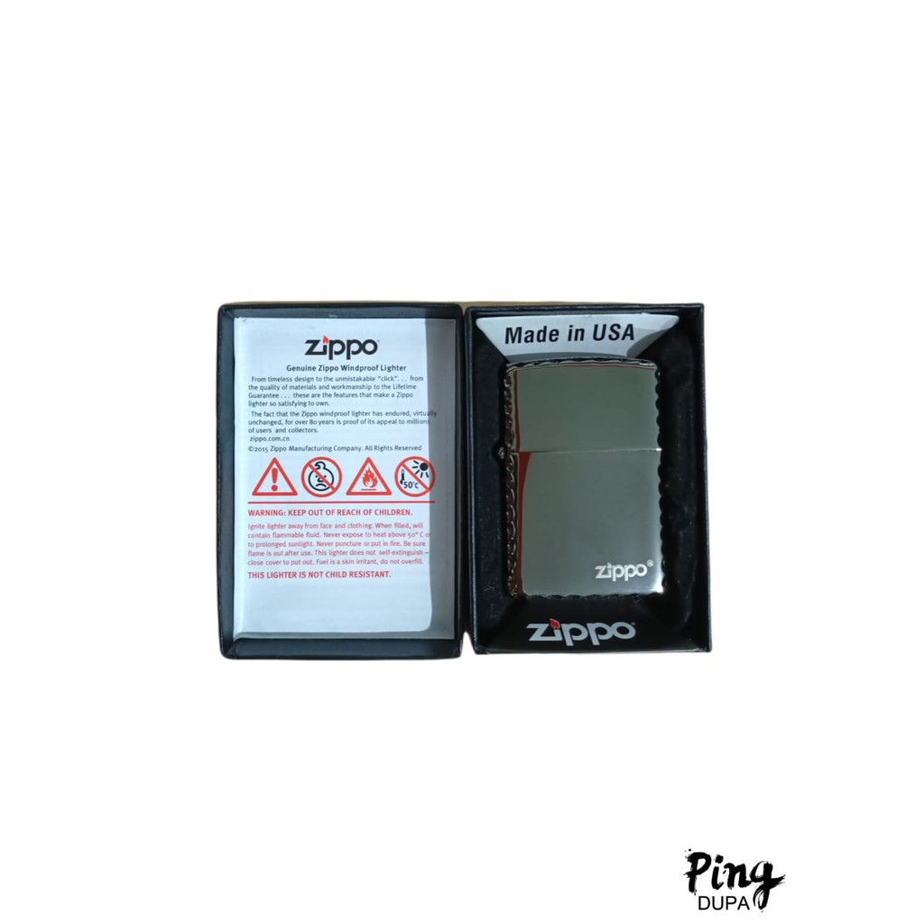 Korek Zippo Model Bergerigi dengan Zippo Signature