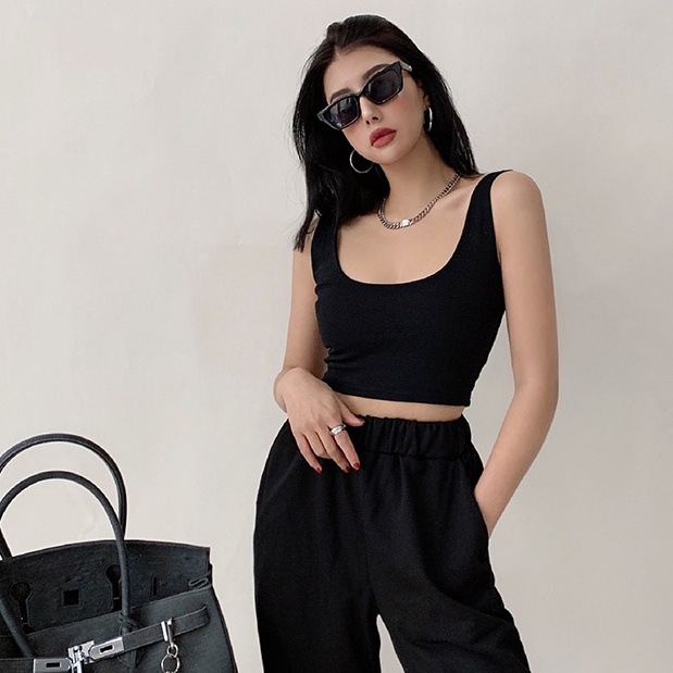 【LIVIAHOME】Square Neck Basic Cropped Tank Top 7289 (S/M/L)