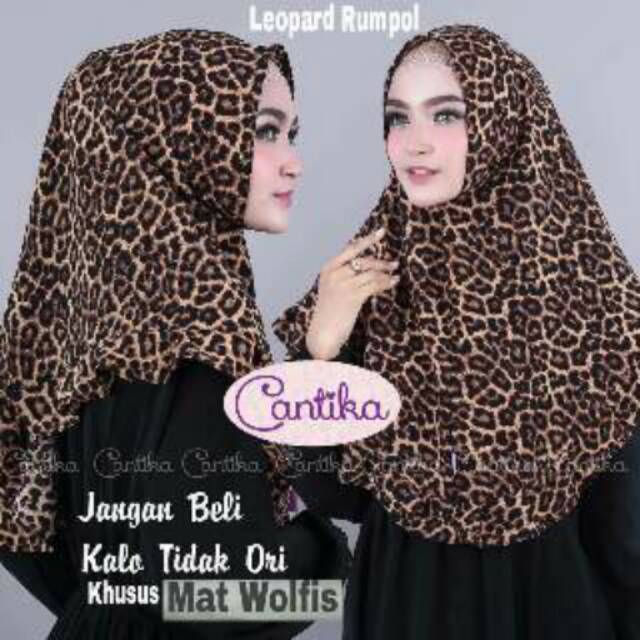 LEOPARD RUMPOL / JILBAB CANTIKA / KERUDUNG WOLVIS / HIJAB INSTAN REMPEL
