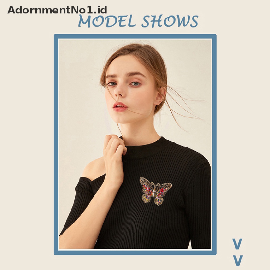 (AdornmentNo1) Bros / Pin Butterfly Kristal Mewah Untuk Aksesoris Pakaian (ID)