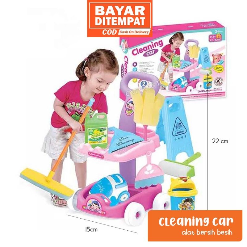 Cleaning Car Mainan Little Helper Sapu Dus Mainan Anak Perempuan Bersih Bersih Troli