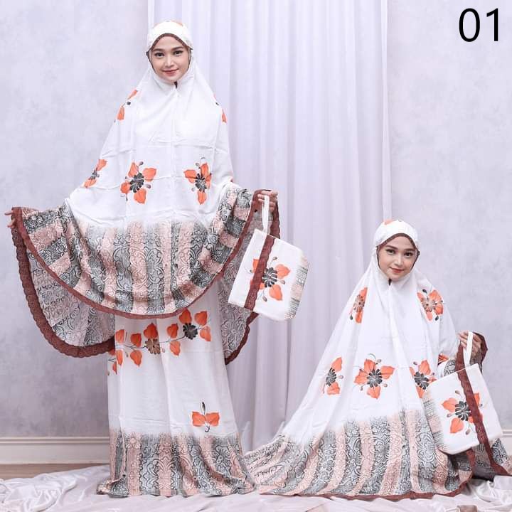 Mukena Terusan Lajuran Batik Asli Pekalongan Rayon Adem 37 / Coza Batik