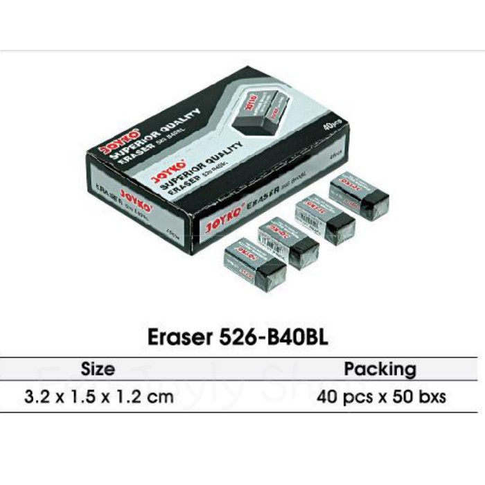 

PENGHAPUS JOYKO B 40 HITAM KECIL ERASER STIP PENSIL TULIS ATK MURAH