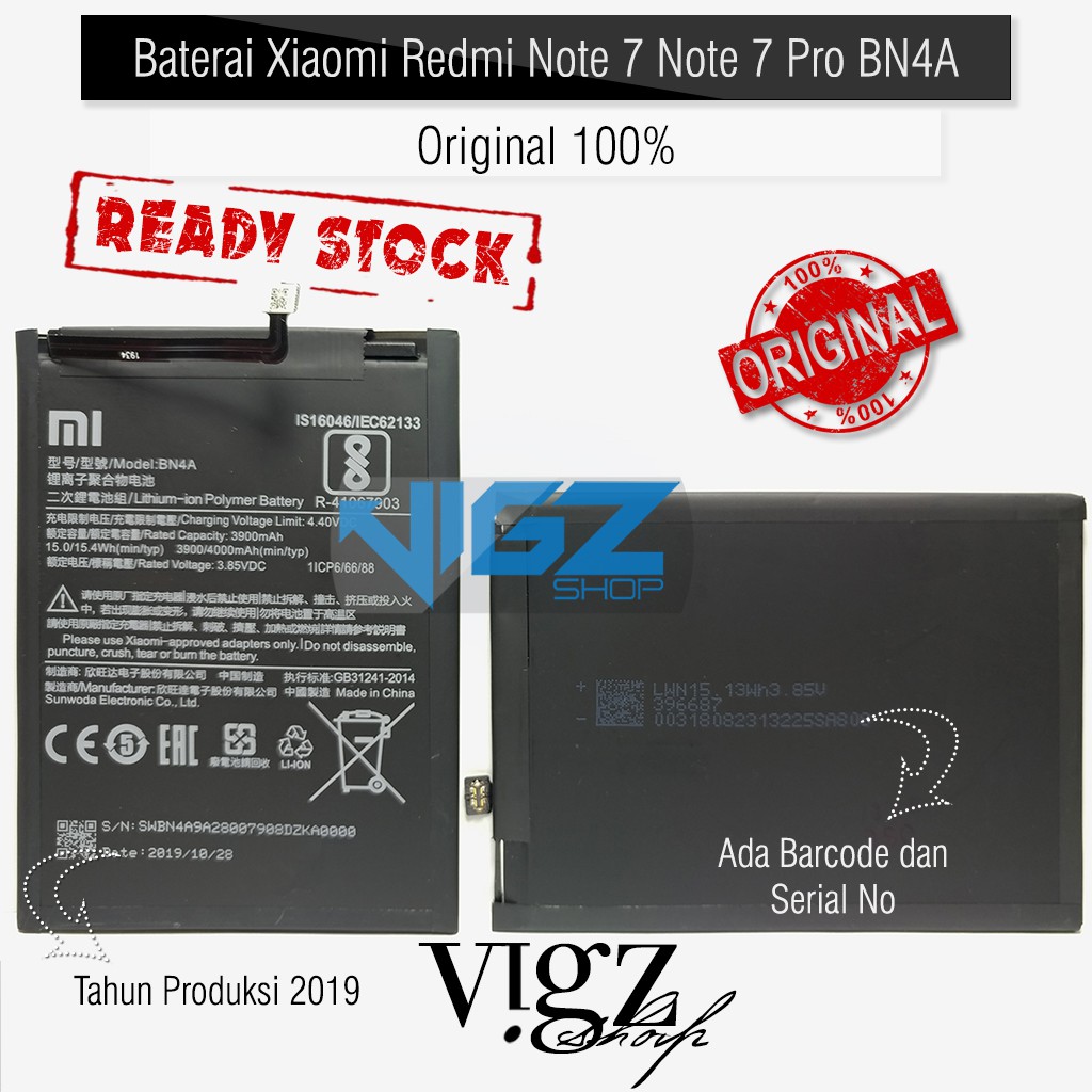 Baterai Xiaomi Redmi Note 7 Note 7 Pro BN4A Original 100% | Shopee