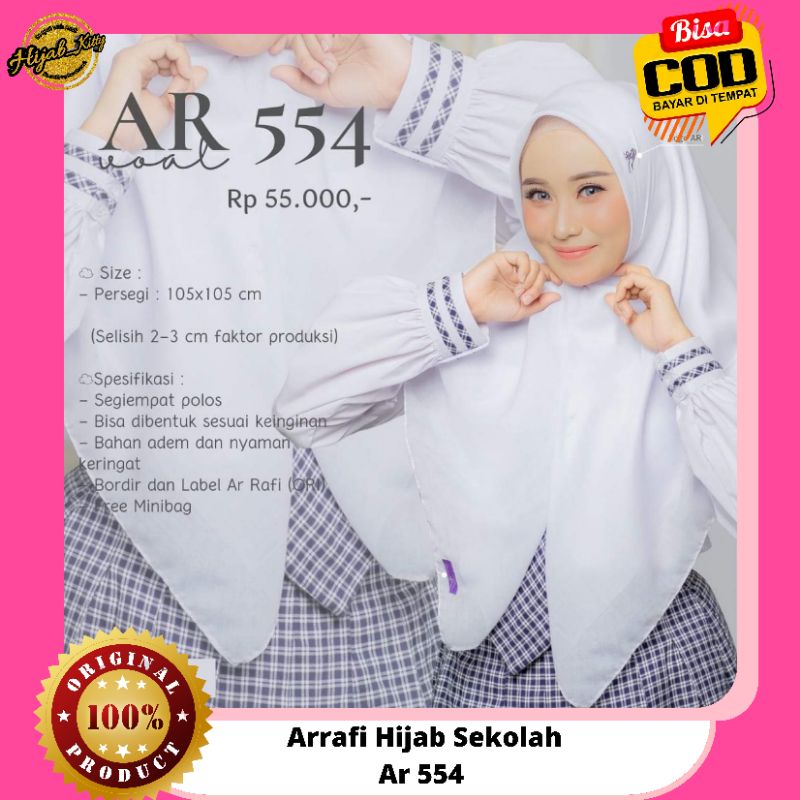 Jilbab Hijab Kerudung Segiempat Sekolah Arrafi Kode Ar 554 New Colour Terbaru Terlaris 2021 Bisa COD