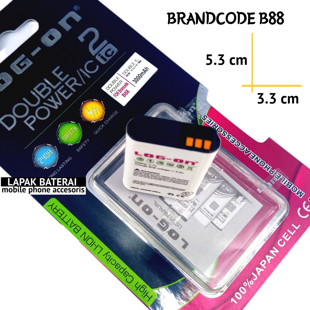 LOG - ON Baterai Brandcode B88 Double IC Protection Battery Batre