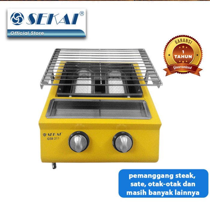 SEKAI Kompor Gas Panggang / BBQ 2 Tungku Steak Sosis GSB211 / GSB 211