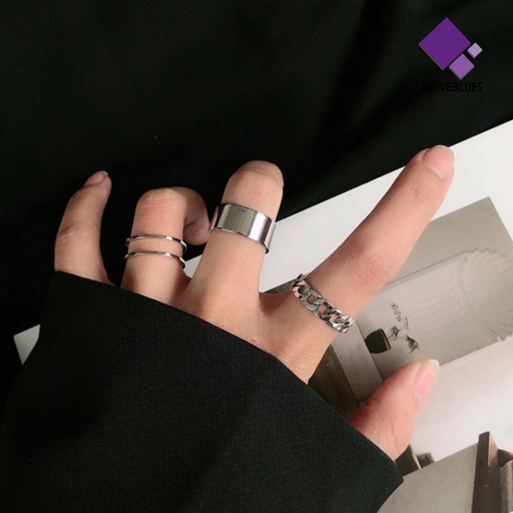 3pcs Cincin Model Terbuka Gaya Hip hop Untuk Wanita