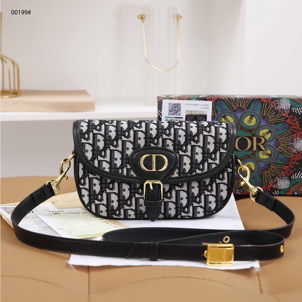 D Bobby Bag Medium Oblique Jacquard Black in Canvas With Gold-Tone #00199 Canvas