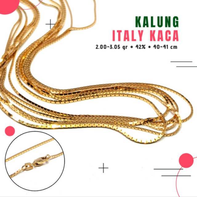 KALUNG PERAK ITALY KACA / PERAK 925 ROSE GOLD ( PJ 45cm ) KUALITAS IMPORT