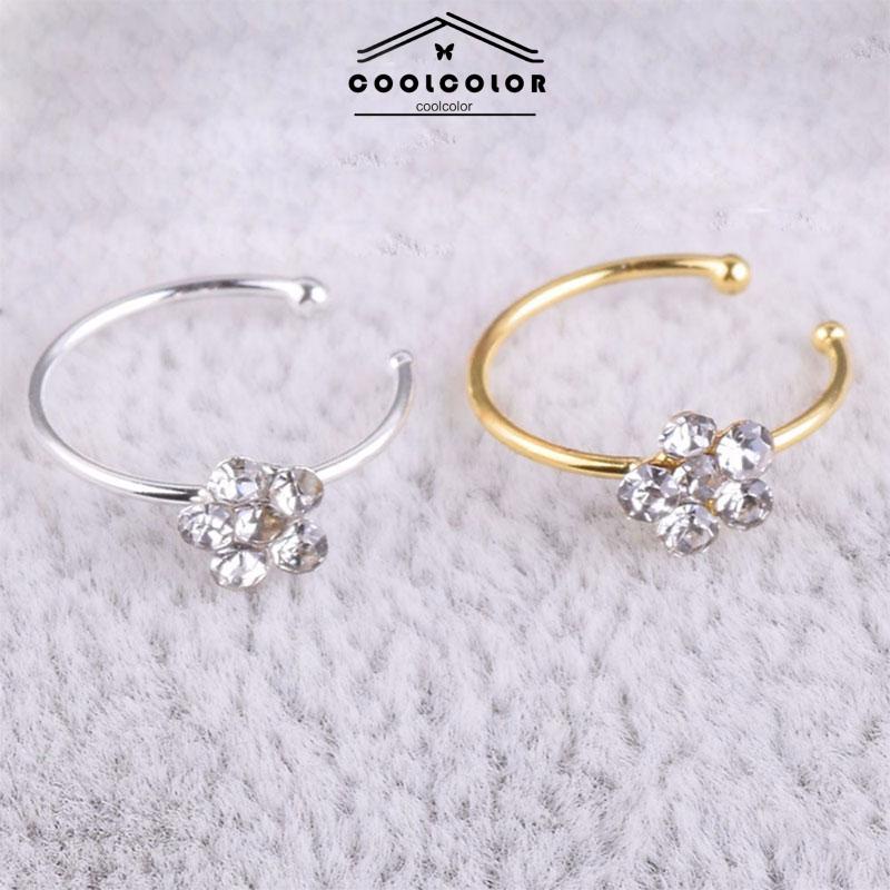 COD Cincin Stud Desain Bunga Plum Aksen Berlian Imitasi Sparkly Gaya Punk Untuk Hidung- cl