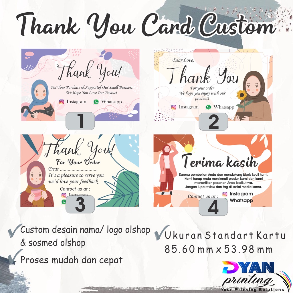 THANK YOU CARD/UCAPAN TERIMAKASIH OLSHOP CUSTOM