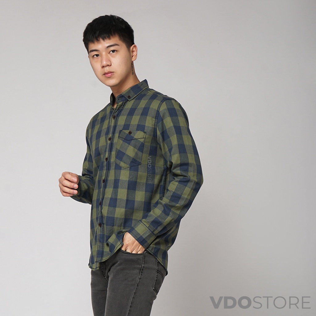 KEMEJA FLANEL PRIA 03 CLASSIC NAVY GREEN - M L XL - KEMEJA LENGAN PANJANG VDOSTORE DEWASA BAJU FLANNEL TANGAN PANJANG HITAM NAVY ABU MOTIF KEMEJA COWOK MURAH DEWASA SANTAI TEBAL KUALITAS IMPORT BAJU CATUR PANEL FANEL