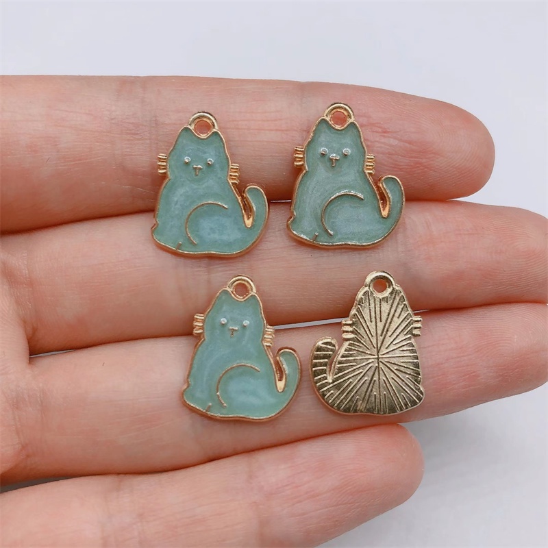 4pcs Liontin Enamel Bentuk Kucing Untuk Membuat Perhiasan Anting