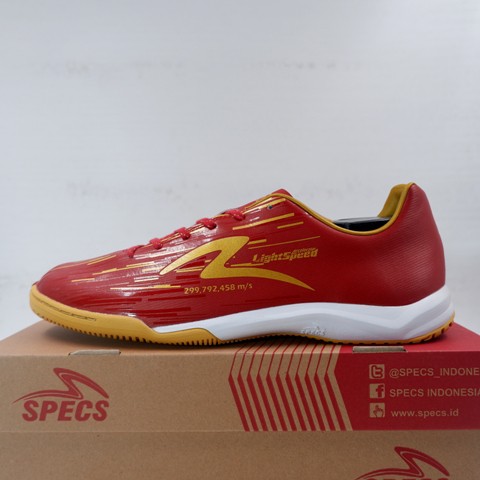 Sepatu Futsal Specs Acc Lightspeed Reborn IN Maroon Red Metalic Gold 401329 Original BNIB