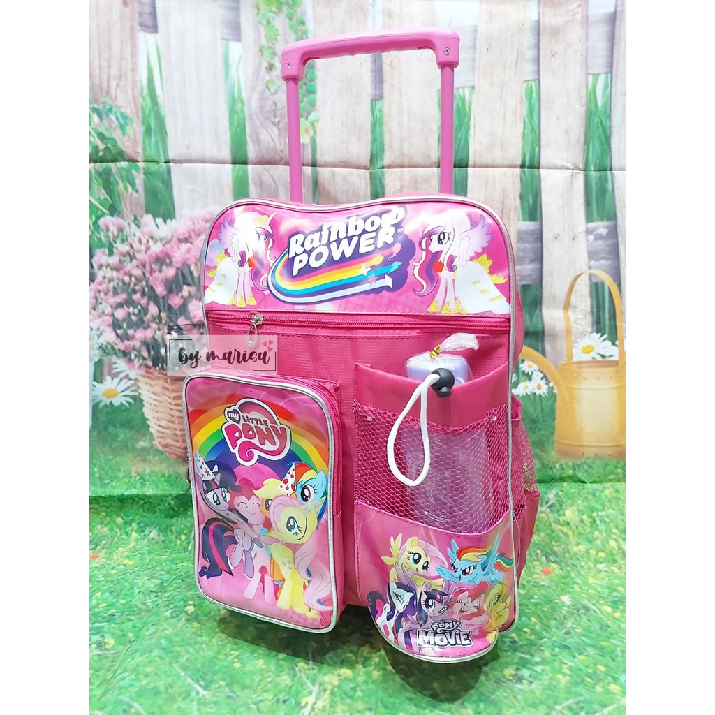 Tas Ransel Troli Little Pony Anak Perempuan Paud TK Dan SD Free Botol