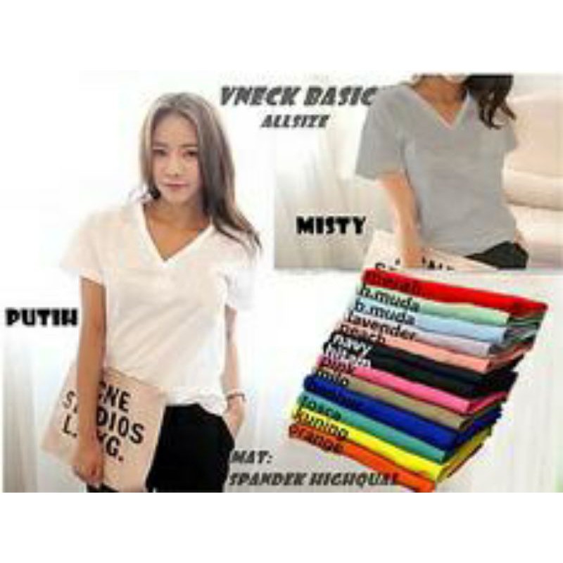 TSHIRT VNECK BC BASIC/KAOS LEHER V BC/BAHAN SPANDEK HALUS/REALPICT