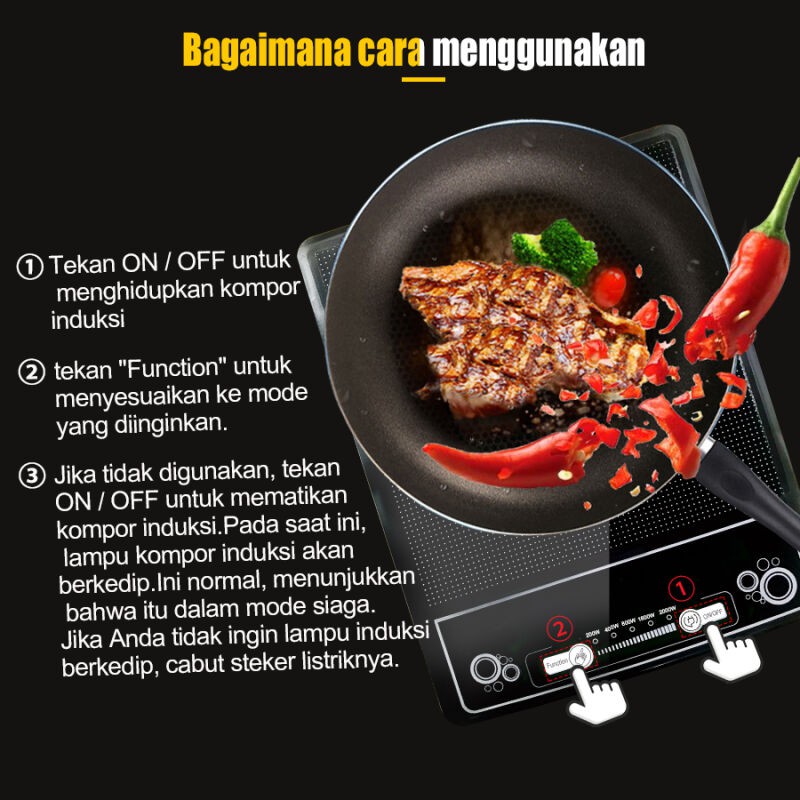 Induction Cooker HRIC01BK Kompor induksi cerdas Induksi elektromagnetik1200watt