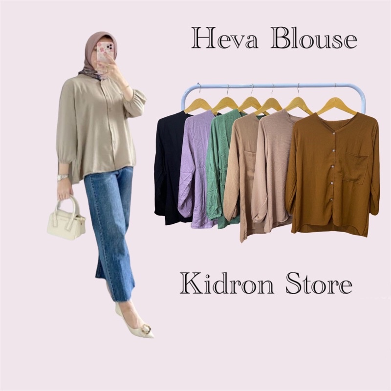 HEVA BLOUSE WANITA BAHAN CRINKLE KEKINIAN-1