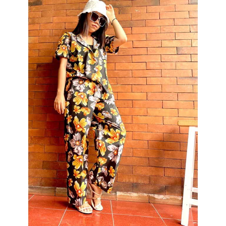 DAILY SET RAYON tiedye- HOMEY SET FIT Xl - PAJAMA SET RAYON -  PIYAMA RAYON-reina hitam