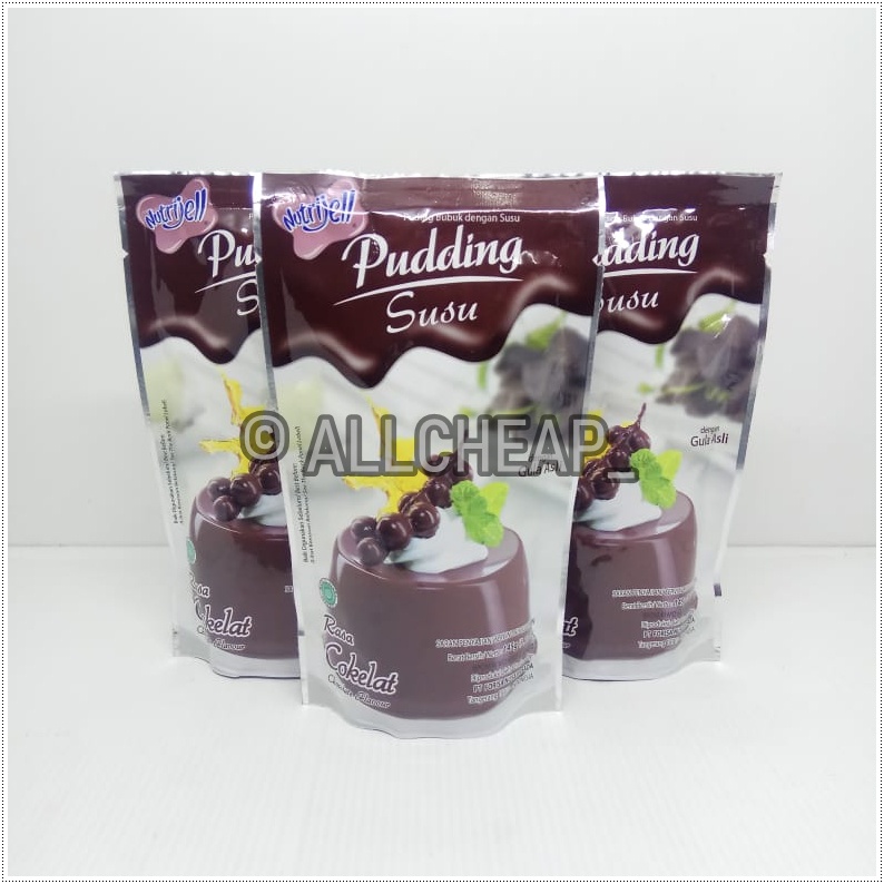 nutrijel PUDING susu rasa COKLAT chocolate flavour 145gr (5.11oz)