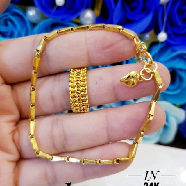 Xuping gelang dan cincin lapis emas 24k 1602j