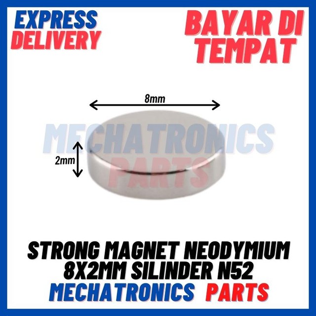 STRONG MAGNET NEODYMIUM 8x2mm SILINDER DIAMETER 8 TEBAL 2 mm N52