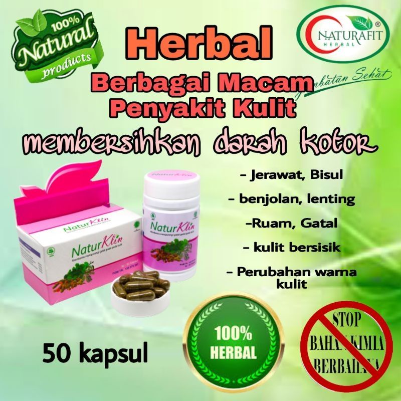 OBAT GATAL KULIT PALING AMPUH Naturklien Naturafit 50 KAPSUL - Obat gatal gatal paling ampuh/Obat ga