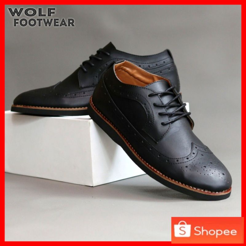 WLF x PEDRO BORIS|Sepatu Formal Pantofel Pria Hitam Tali Kerja Kantor Kuliah Fashion Original Kulit Syintetik