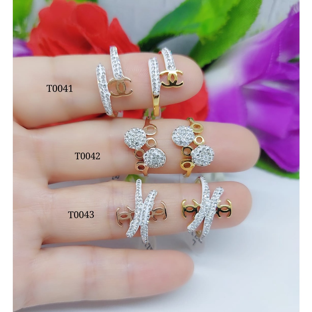 Titanium cincin fashion permata T0041 0042 0043