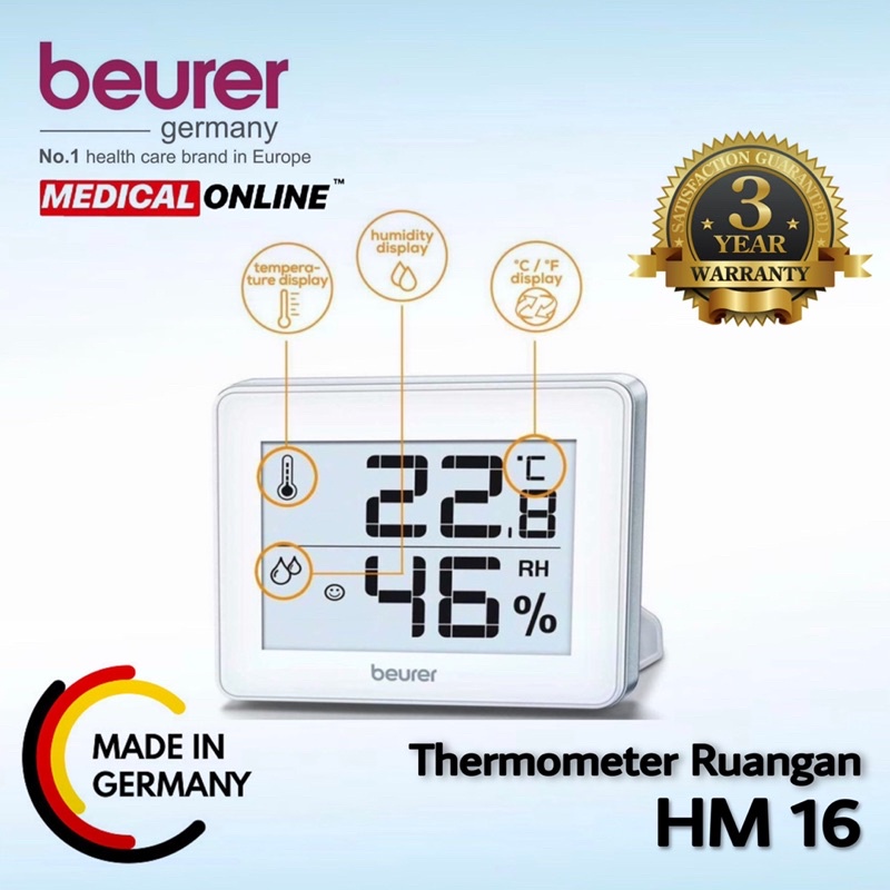 HYGROMETER BEURER HM-16 HM16 / THERMOMETER RUANGAN MEDICAL ONLINE MEDICALONLINE