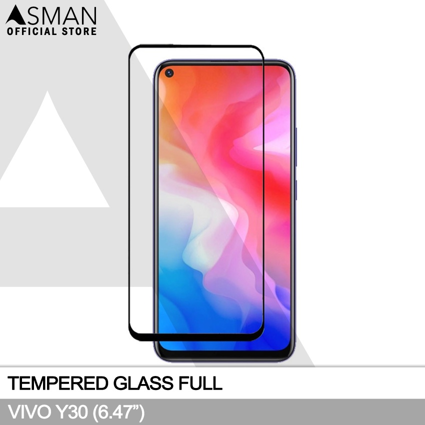 Tempered Glass Full VIVO Y30 (6.47&quot;) | Anti Gores Kaca - Hitam