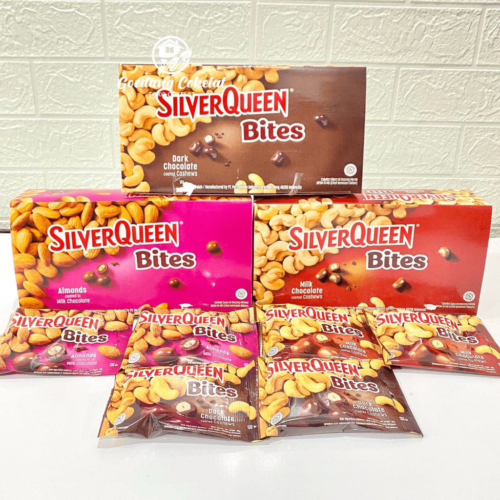 

Coklat Silverqueen Bites Almond Cashew Mede Dark Bites 30gr 30gram