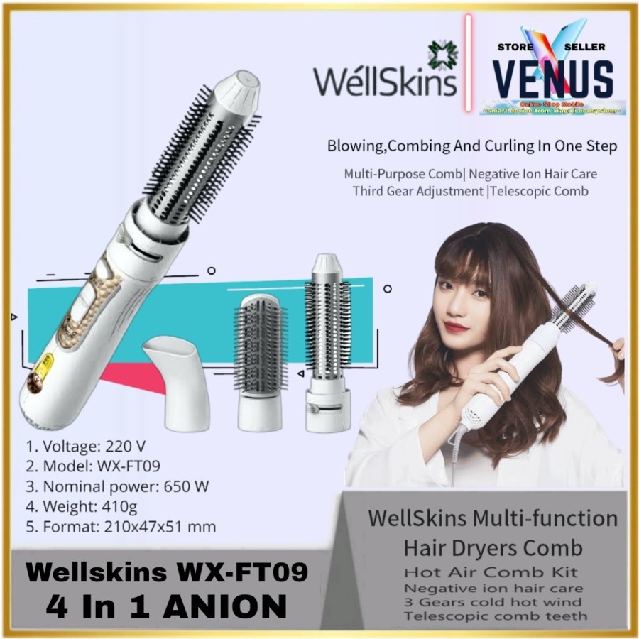 WellSkins WX-FT09 Multifunctional Hot Air Comb - Hair Styling tool