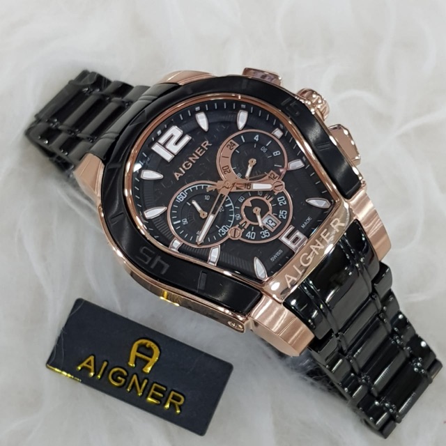 Jam tangan pria aigner palermo a58500 chronograph stainless steel