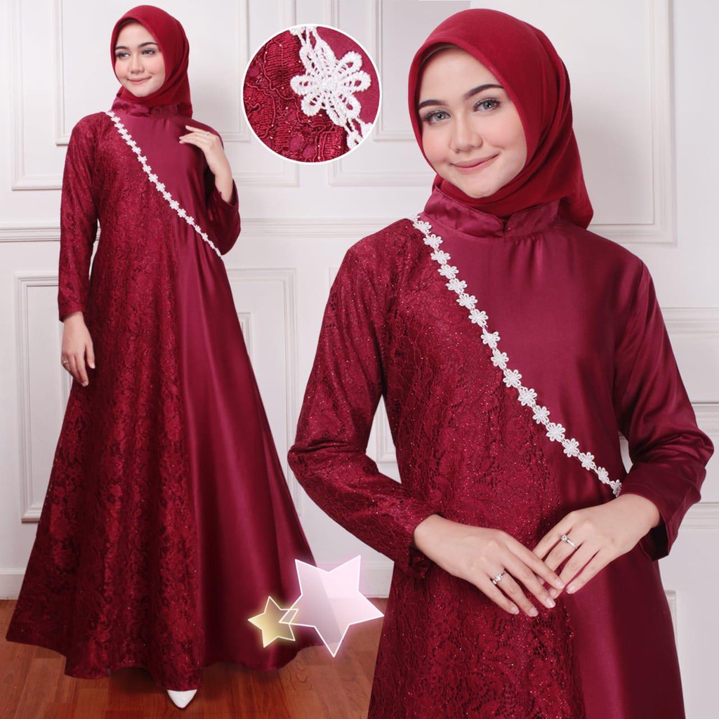 GAMIS BRUKAT MUTIARA TILLE GAMIS WANITA CARISSA DRESS GAMIS MAXY MAXI POLOS REMAJA OUTFIT MUSLIM WAN