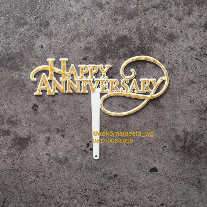 

31.87-Kue- Topper Cake / Hiasan Kue - Happy Anniversary - Motif 2 - Warna Emas -Terlengkap-Termurah-
