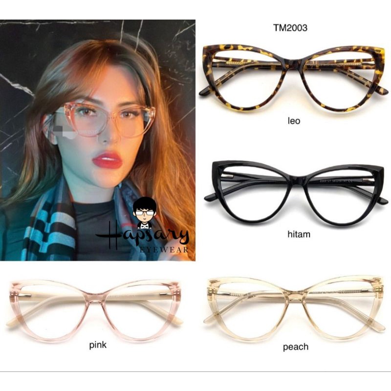 KACAMATA CAT EYE WANITA LENSA ANTI RADIASI MINUS BACA | FRAME KACAMATA CAT EYE 2003 | ANTI UV