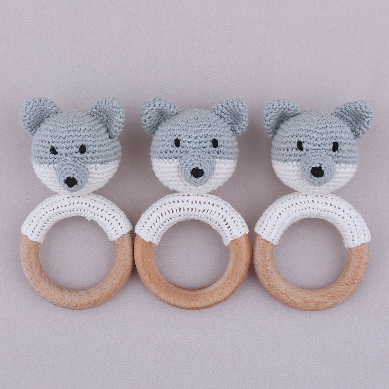 Mary Mainan Gelang Teether Kayu + Katun Rajut Untuk Bayi