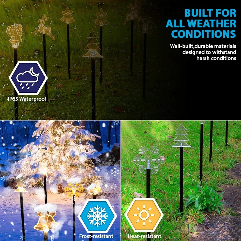 5pcs Lampu LED Tenaga Surya Anti Air IP65 Bentuk Snowflake / Bintang Untuk Dekorasi Pesta Natal