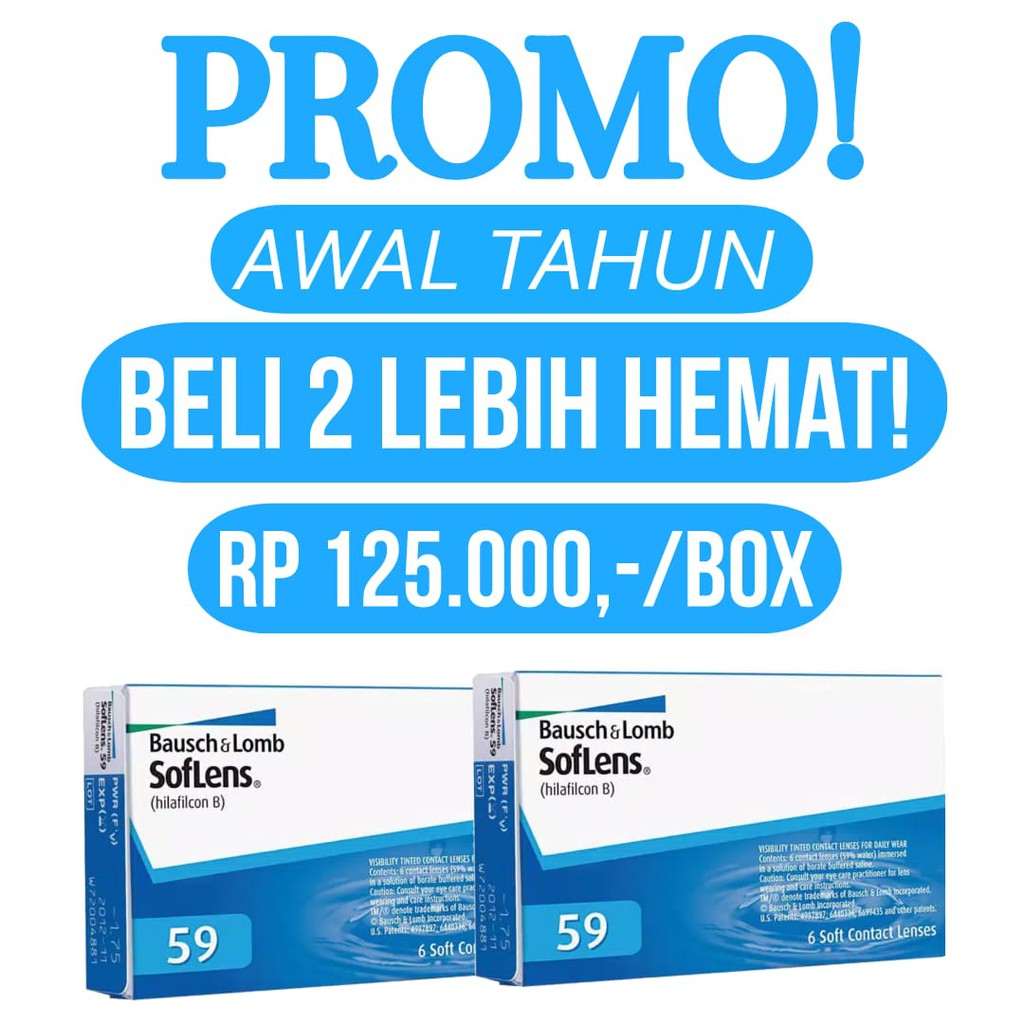 BAUSCH AND LOMB 59 SOFTLENS BENING BULANAN TRANSPARAN READY MINUS MATA SENSITIF