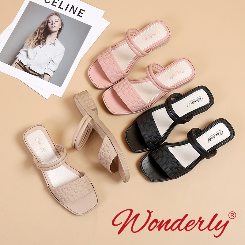 Sepatu Wedges Korea Wanita | Sandal Slop Wedges Jelly Karet Wonderly | 713-2