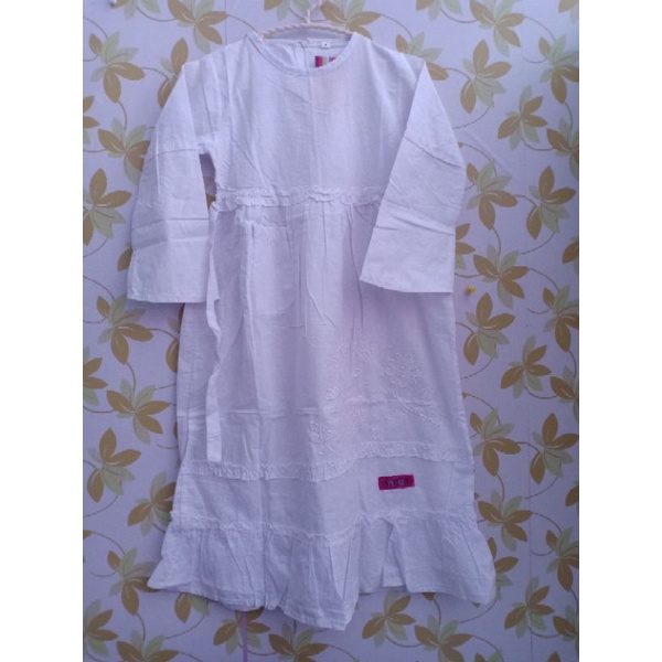gamis putih anak/ gamis katun putih/ gamis anak
