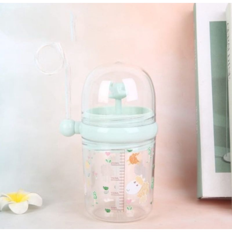 Botol Minum Lumba Air Mancur - Botol Minum Unik Untuk Anak 250ml⭐ Super8⭐-Ijo kebiruan