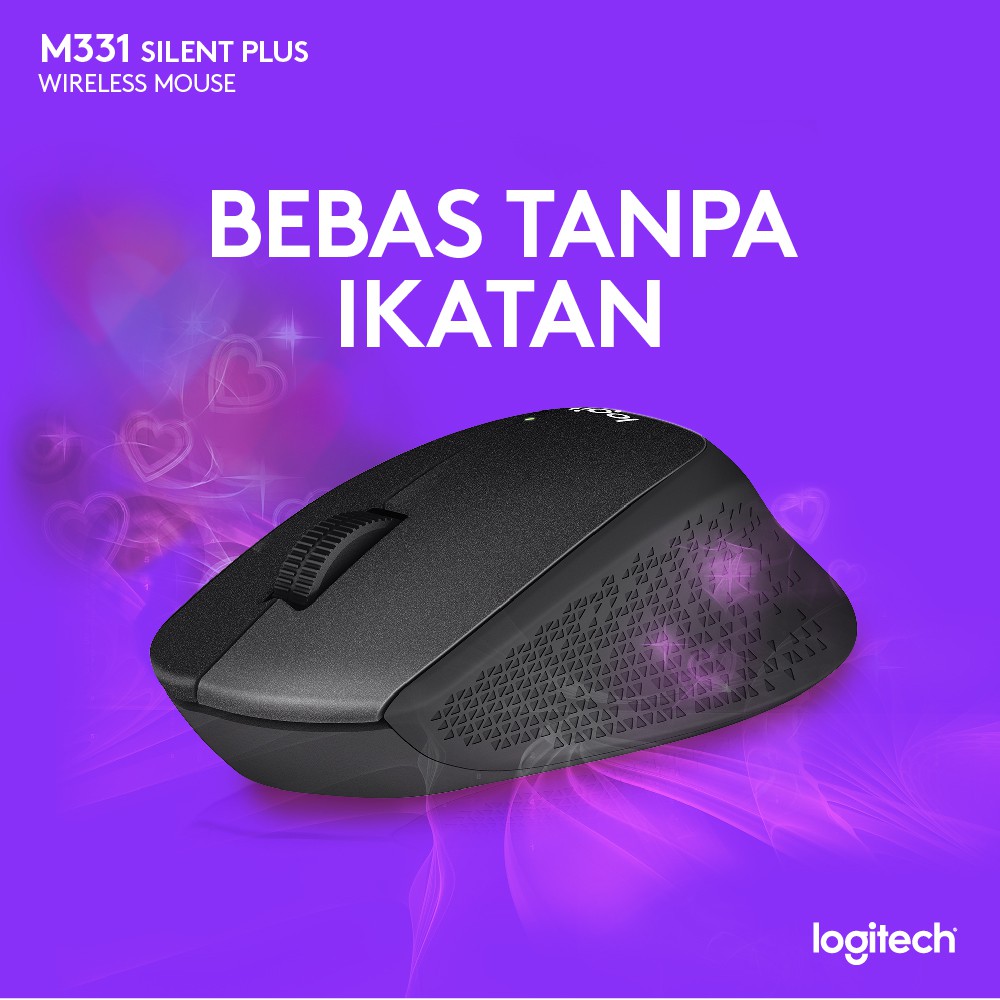 Logitech M331 Silent Plus Mouse Wireless Tidak Bunyi Klik Tanpa Kabel - Original