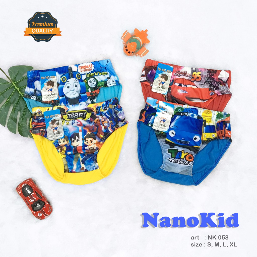 NANOKID | Celana Dalam Anak Cowok Gambar mobil 3D / Sablon  3D / art NKK 058