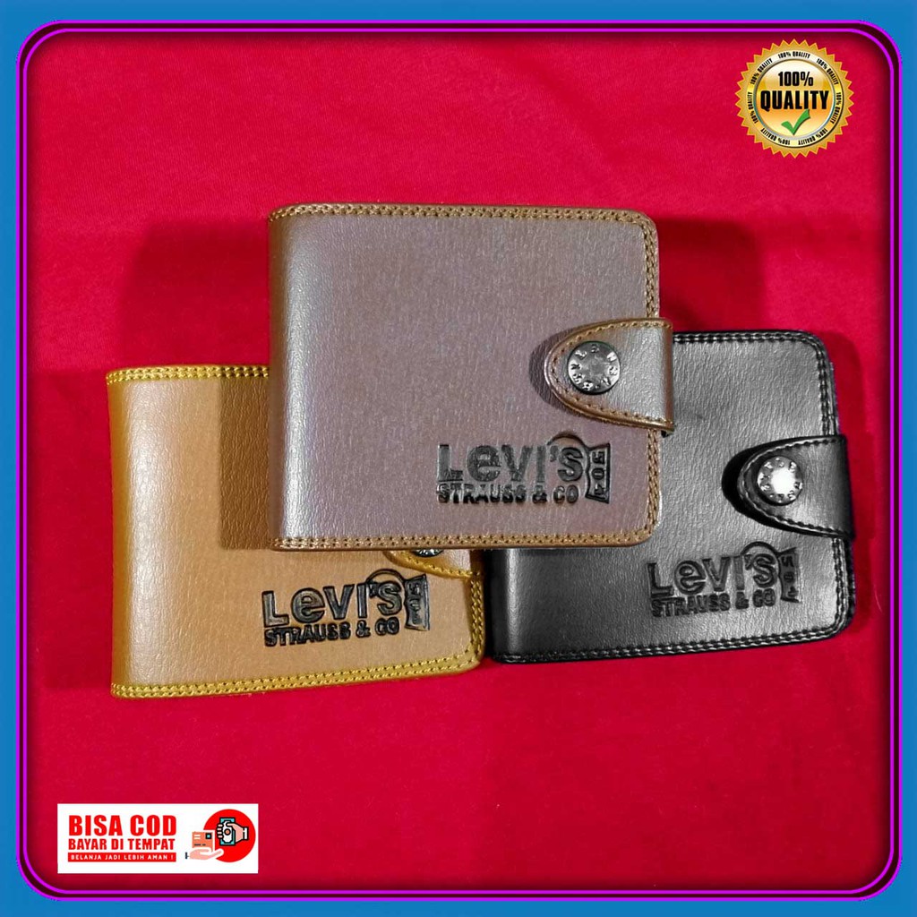 dompet cowok kekinian levis pendek kancing keren kasual best seller