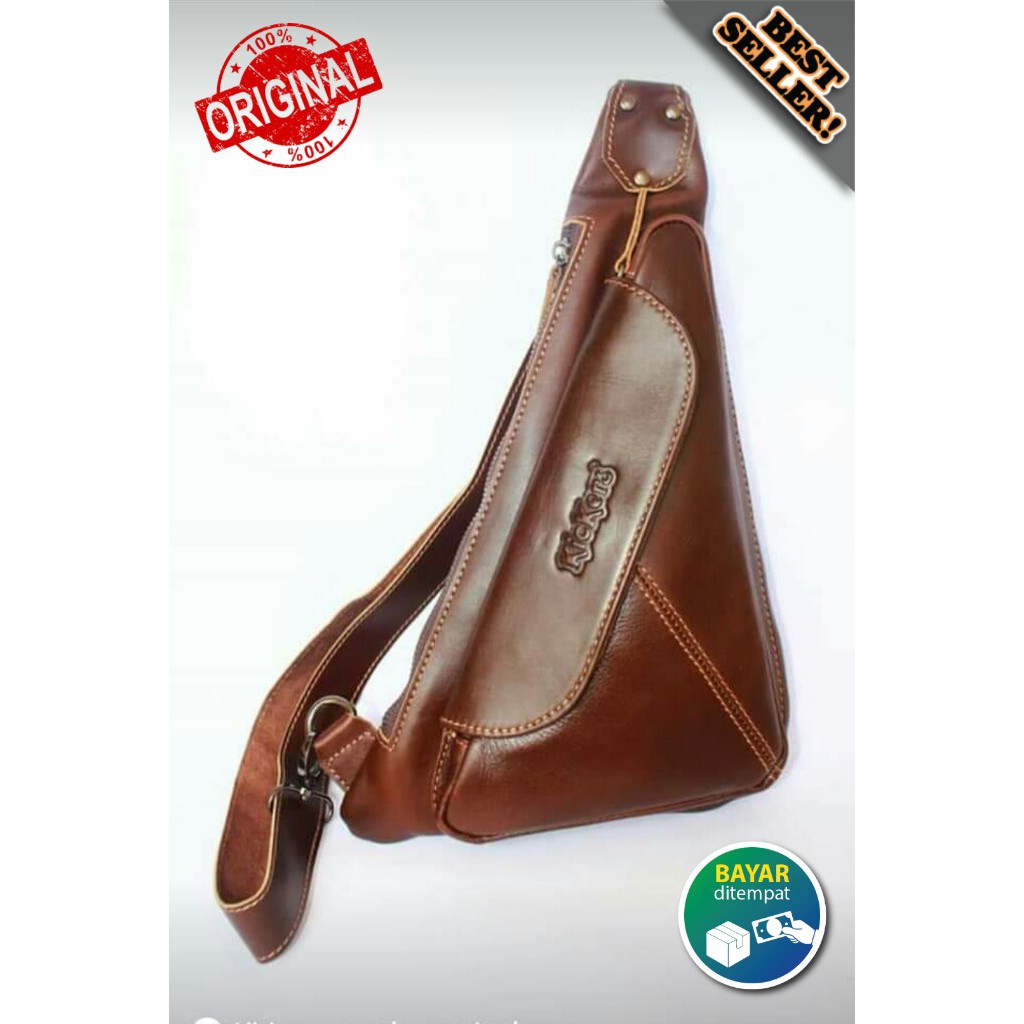 WaistBag Pria Kulit Asli Original Kickers 100% Kulit Sapi Asli Model Terbaru