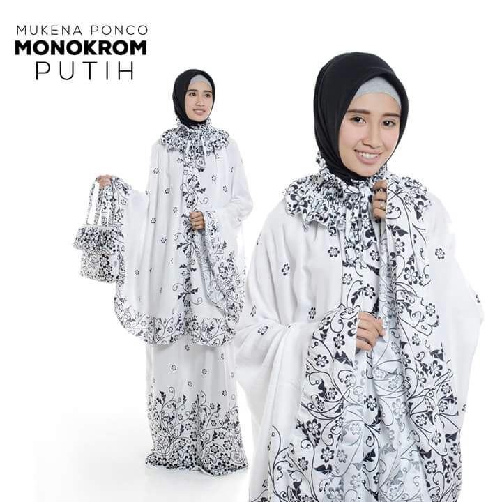 Mukena Ponco Jumbo Bahan Katun Rayon Premium Warna Putih - GHS