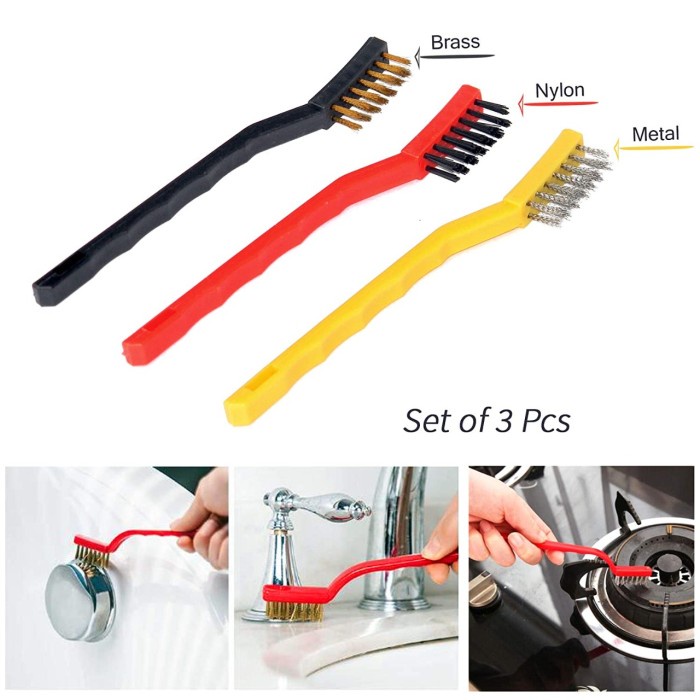 Cleaning Brush Sikat Mini Set 3 Pcs Bahan Baja Kuningan dan Nylon